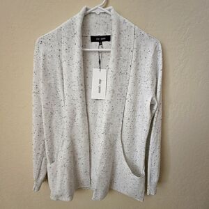 Chloe + Jasmine Women's White Speckled Sweater Cardigan NWT